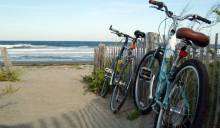 Bicycles near beach path